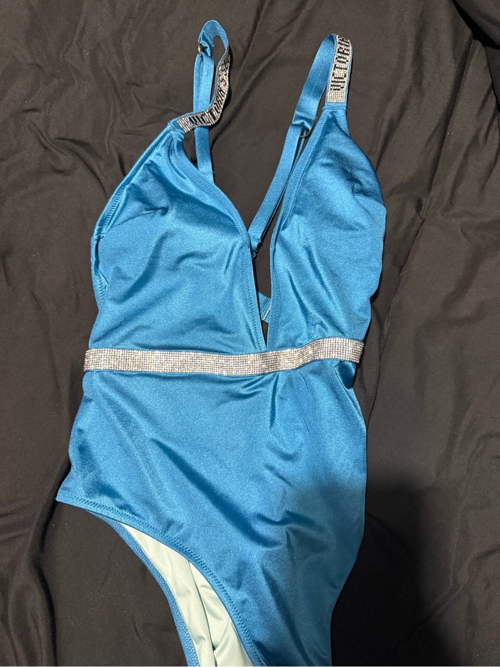 Victoria’s Secret Blue One-Piece Swim with Rhinestone Waistband